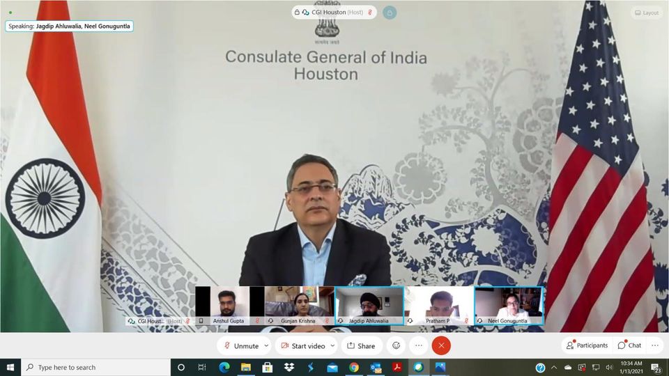 Consul General's interaction with Commissioner for Industrial Department, Govt. Of Karnataka along with representatives of IACCGH and USICOCDFW on  January 13,2021